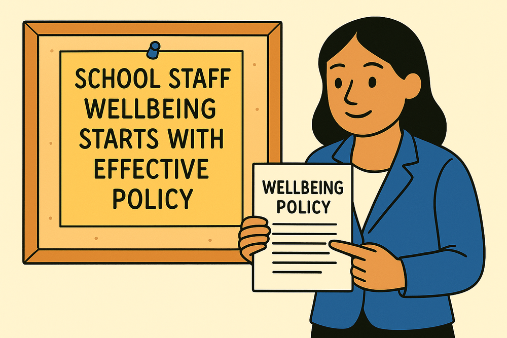 Cover illustration for the article: This Isn't About Self-Care. It's About School Culture: What the Research Says About Staff Wellbeing